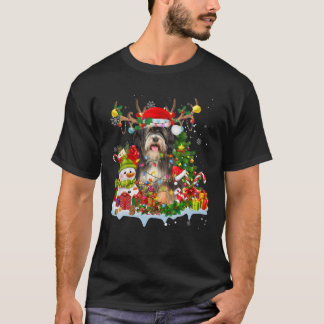 Tibetaanse Terrier Santa Hat Reindeer Kerstlicht T-shirt