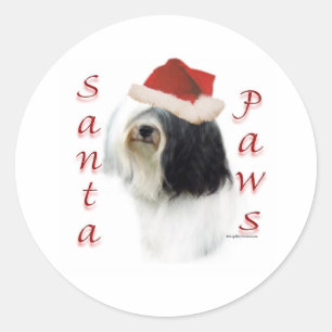 Tibetaanse Terriër Santa Paws Ronde Sticker