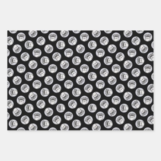 Tibetaanse terriër schildert zwarte en witte honde inpakpapier vel (Voorkant 3)