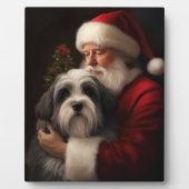 Tibetaanse Terriër Sinterklaas Feestelijke Kerstmi Fotoplaat (Voorkant)