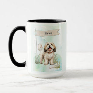 Tibetaanse Terrier Waterverf Gepersonaliseerde Hon Mok