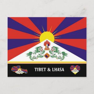 Tibetaanse vlag & reis van het Himalayaanse land / Briefkaart