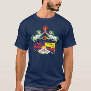 Tibetaanse vlag Tshirt, Sneeuwleeuwen, Kaart / Tib T-shirt
