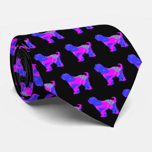 Tibétain Terrier Chien rose Silhouette Cravate noi