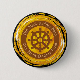 Tibetan Mantra Dharma Wheel Ronde Button 5,7 Cm