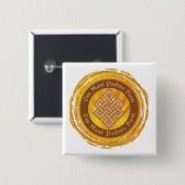 Tibetan Mantra Enless Knot Vierkante Button 5,1 Cm (Voorkant /achterkant)