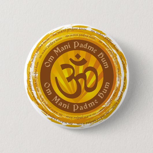 Tibetan Mantra met Aum Symbool Ronde Button 5,7 Cm (Voorkant)