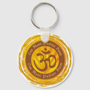 Tibetan Mantra met Aum Symbool Sleutelhanger