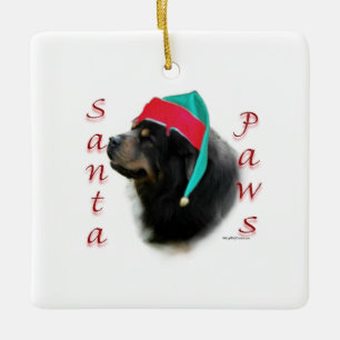 Tibetan Mastiff Santa Paws Keramisch Ornament