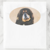 Tibetan Mastiff-schildering - Cute Original Dog Ar Ovale Sticker (Tas)