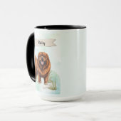Tibetan Mastiff Watercolor Personalized Dog Mok (Voorkant links)