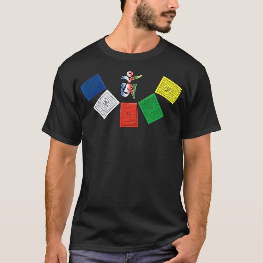 Tibetan OM Prayer Flags T-shirt (Voorkant)