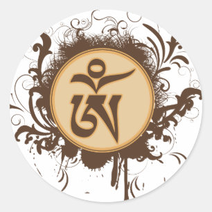Tibetan Om Ronde Sticker