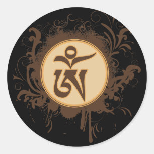 Tibetan Om Ronde Sticker