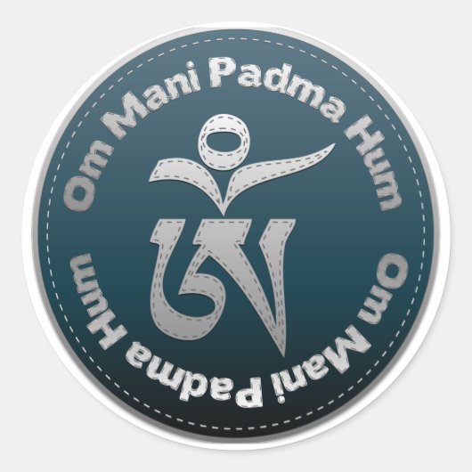 Tibetan Om Stitch Ronde Sticker (Voorkant)