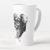 Tibetan Spaniel Dog Mug – Ink Style Portrait Latte Mok (Rechterhoek)