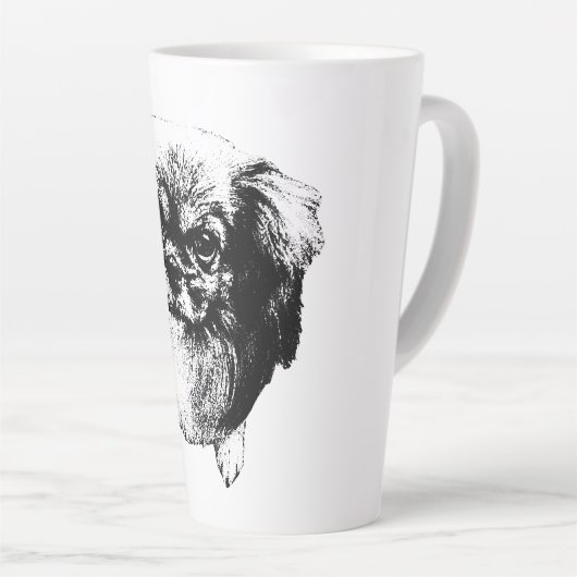 Tibetan Spaniel Dog Mug – Ink Style Portrait Latte Mok (Rechterhoek)