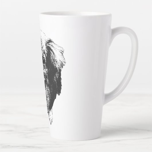 Tibetan Spaniel Dog Mug – Ink Style Portrait Latte Mok (Rechts)