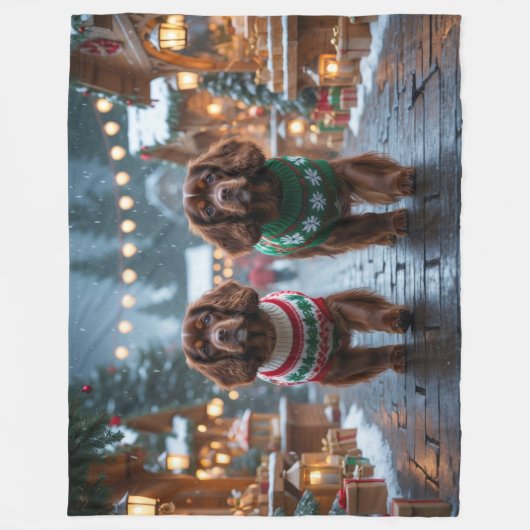 Tibetan Spaniel Dogs Christmas Snow Holiday Fleece Deken (Voorkant)