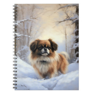 Tibetan Spaniel Laat het Sneeuwen Kerstmis  Notitieboek