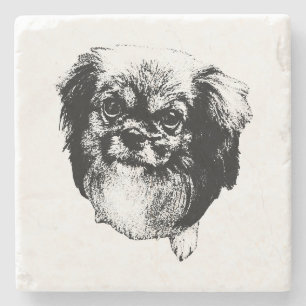 Tibetan Spaniel Onderzetter – Monochroom Honden Ku