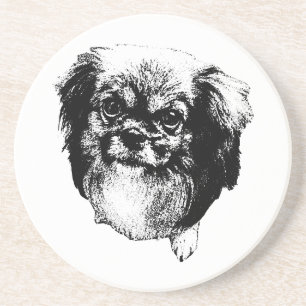 Tibetan Spaniel Onderzetter – Monochroom Honden Ku