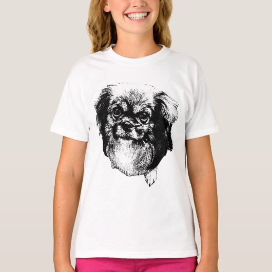 Tibetan Spaniel Tee – Calm Ink Dog Face T-shirt (Voorkant)