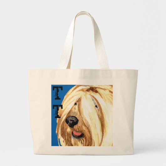 Tibetan Terrier Color Block Large Canvas tas (Voorkant)
