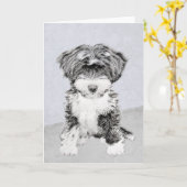 Tibetan Terrier die - het Leuke Originele Art. van Kaart (Gele Bloem)