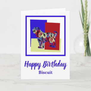 Tibetan Terrier Dog Red Blue Yellow Birthday Kaart