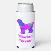 Tibetan Terrier Dog Silhouette Hot Pink & Blue (Seltzer Voorkant)
