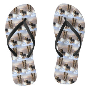 Tibetan Terrier Laat het Sneeuwen Kerstmis Teenslippers