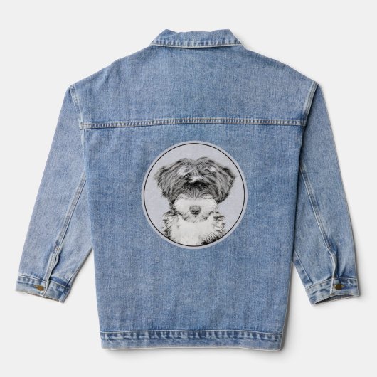 Tibetan Terrier Painting - Cute Original Dog Art Denim Jacket (Achterkant)