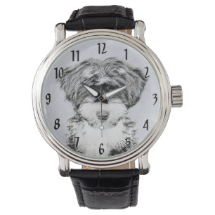 Tibetan Terrier Painting - Cute Original Dog Art Horloge