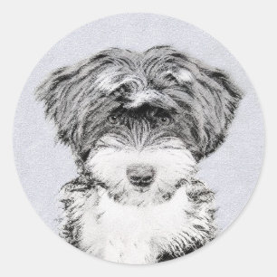 Tibetan Terrier Painting - Cute Original Dog Art Ronde Sticker
