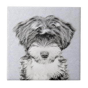 Tibetan Terrier Painting - Cute Original Dog Art Tegeltje