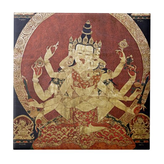 TIBETAN THANGKA ART TEGELTJE (Voorkant)