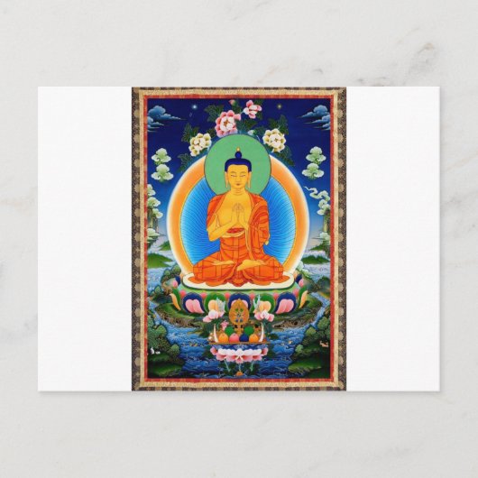 Tibetan Thangka Prabhutaratna Buddha Briefkaart (Voorkant)