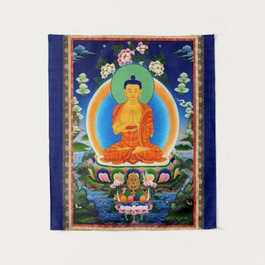 Tibetan Thangka Prabhutaratna Buddha Wandkleed (Voorkant)