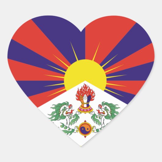 tibetvlag hart sticker (Voorkant)