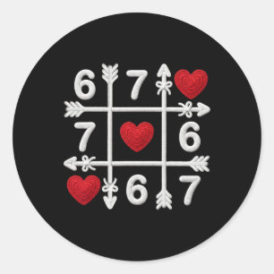 Tic Tac Toe 67 Valentijnsdag Koppel Harten Zes Zev Ronde Sticker