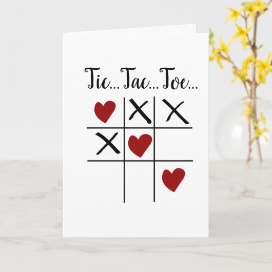 Tic Tac Toe Hearts Valentine Anniversaire Carte (Fleur jaune)