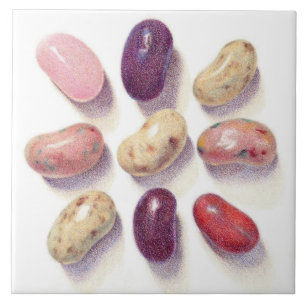 TIC TAC TOE JELLY BEANS 6 "Vierkante keramische Te Tegeltje