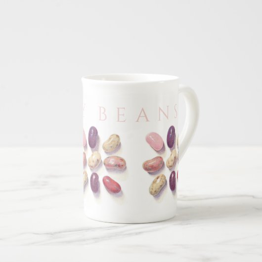 TIC TAC TOE JELLY BEANS Bone China Mok + Tekst (Voorkant rechts)