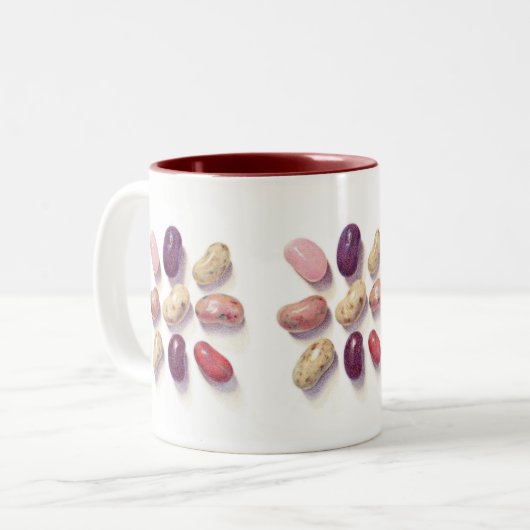 TIC TAC TOE JELLY BEANS Maroon Mug à deux tons (Devant gauche)