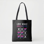 Tic Tac Toe Love Wins LGBTQ Bisexual Pride Draagtas (Voorkant)