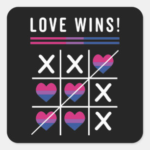 Tic Tac Toe Love Wins LGBTQ Bisexual Pride Vierkante Sticker