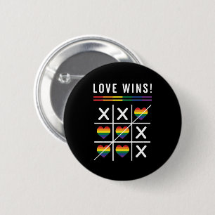 Tic Tac Toe Love Wins LGBTQ Gay Pride Ronde Button 5,7 Cm