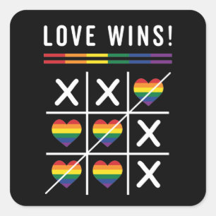 Tic Tac Toe Love Wins LGBTQ Gay Pride Vierkante Sticker