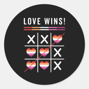 Tic Tac Toe Love Wins LGBTQ Lesbian Pride Ronde Sticker